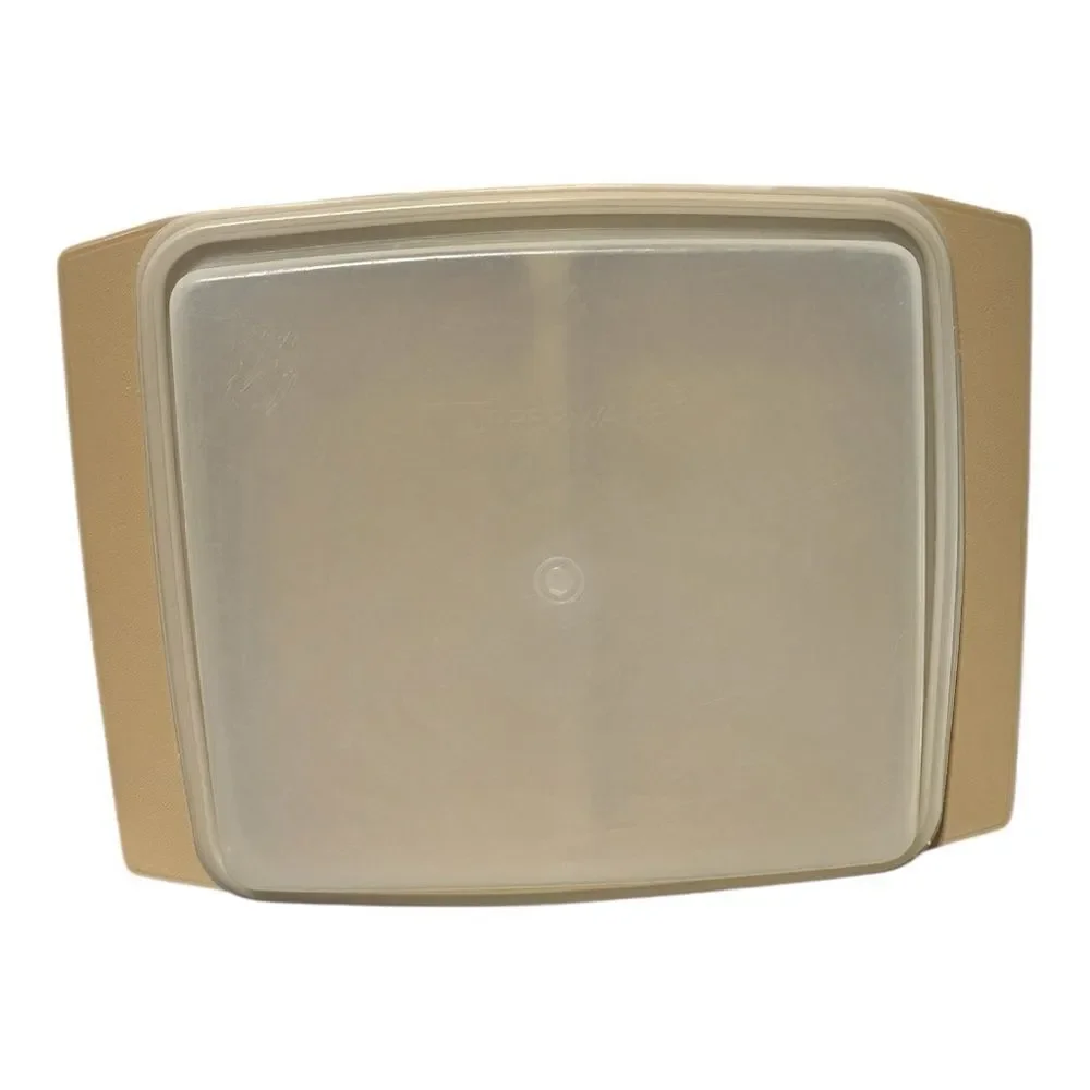 Tupperware Divided Tray Almond Color With Clear Lid - 9